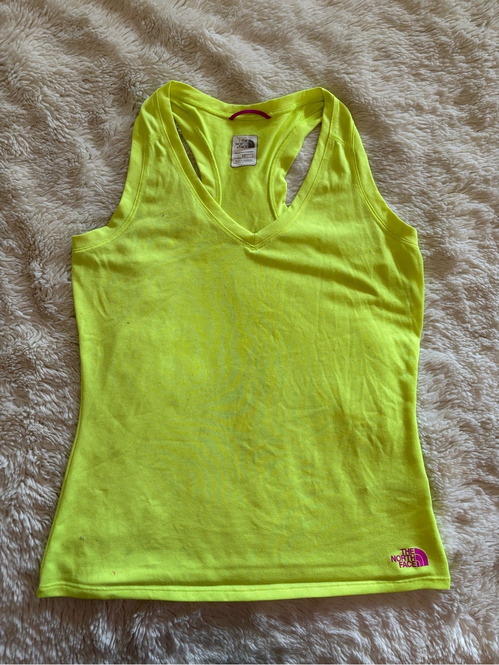 The North Face Women’s Neon Yellow Racerback V-Neck Tank, Size Small
